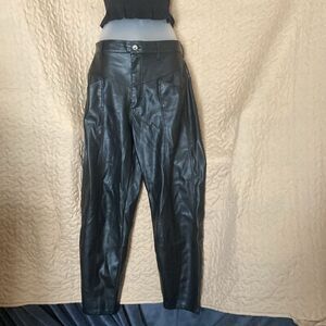 Zara Black Faux Leather 80s Corey Pants, Sz 2, 14C-102B010